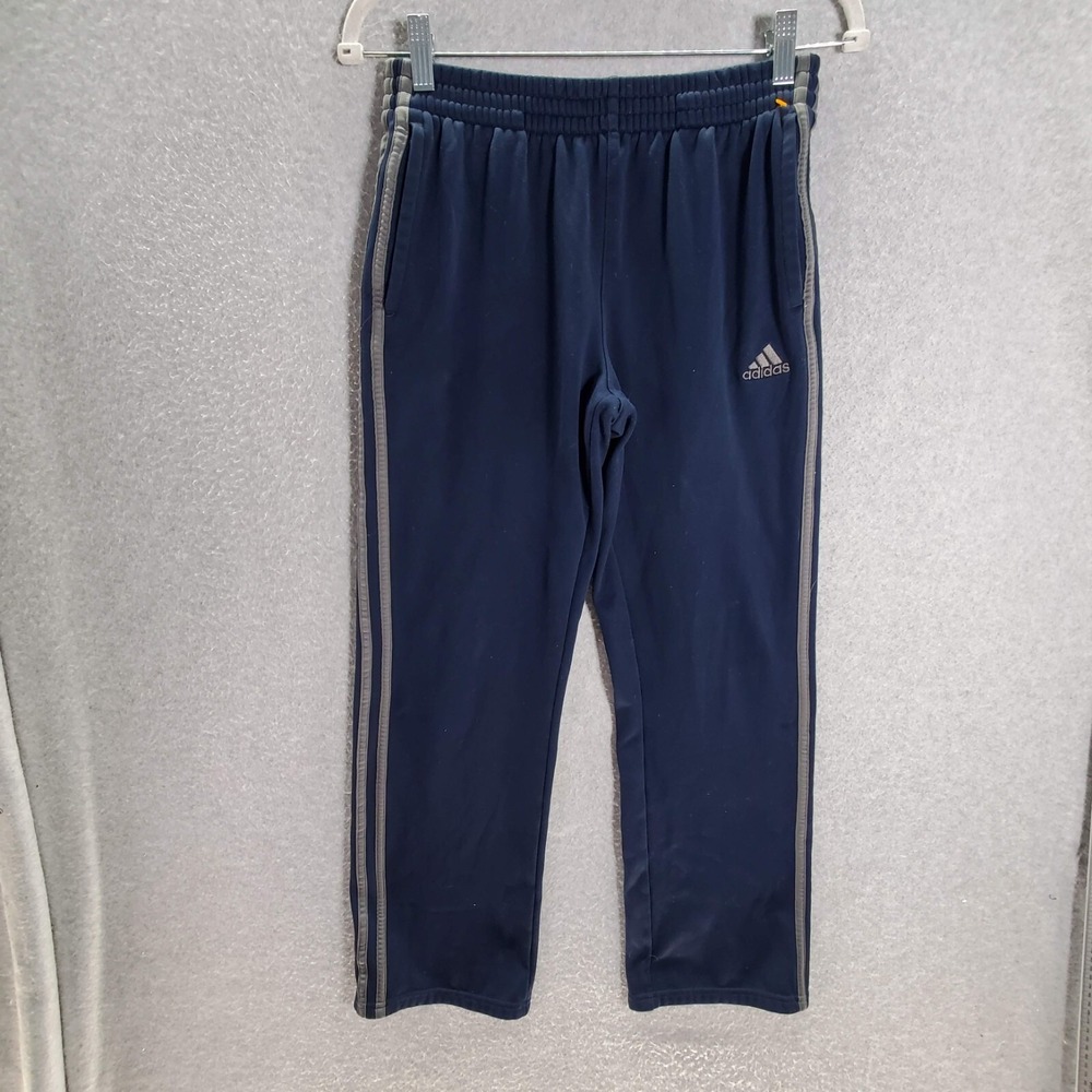 Adidas Boys Activewear Pants XL Navy Sweats 3 Stripes Logo Pockets 25"‎ Inseam